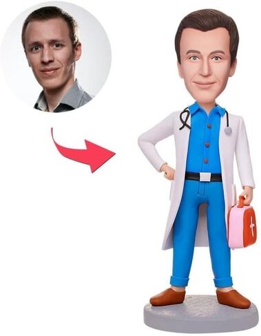 دمية Noggle المخصصة: Doctor Coat Doctor Doctor Doctor Personalized Bobblehead Doll لأفضل هدية للأطباء in Kuwait