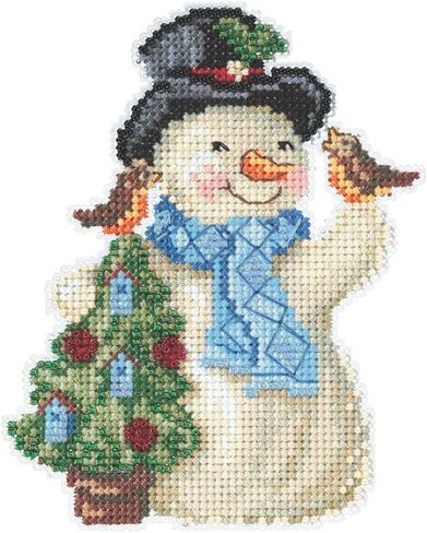 Mill Hill Feathered Friends Snowman Snowded Cross Cross Stitch Ornament Kit 2020 Jim Shore in Saudi Arabia