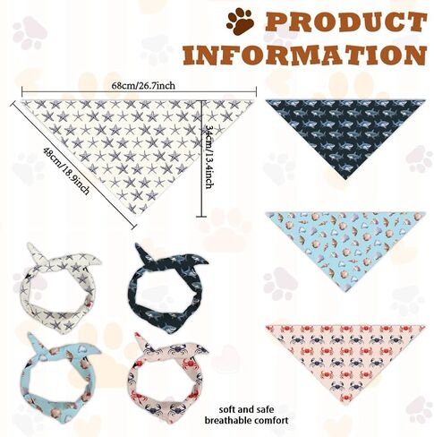 ARRICRAFT 4 PCS POLYESTER PET BANDANAS ، Adventure Outdoor Woodland Camping Dog Dogf Triangle Triangle Fabric Bandanas for Small Mediance Large Cat Cat and Dog Association 26.7x18.9 Inch in Kuwait