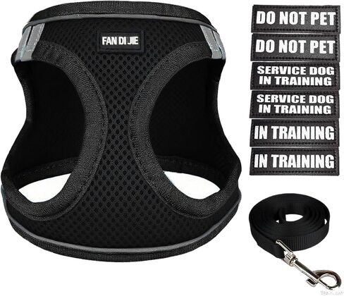 Service Dog Harness Vest Set Emotional Support Small Size Dog- 6PCS Removable Patches -Mesh Puppy Harness and Leash Set Training Red- M in Saudi Arabia