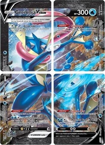 Greninja V-Union - Pokemon 4 Card Set - Black Star Promo - SWSH155 - SWSH156 - SWSH157 - SWSH158 in Saudi Arabia
