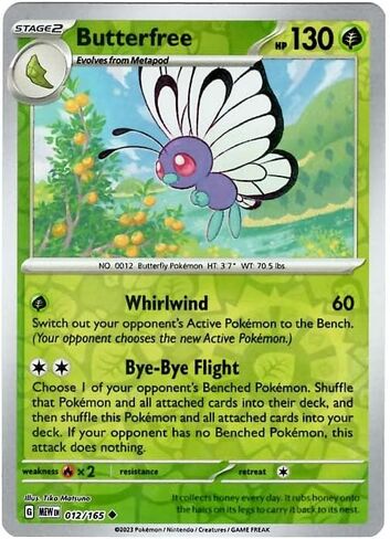 Pokemon - Butterfree 012/165 - Pokemon 151 - رقائق عكسية - بطاقة واحدة in Saudi Arabia