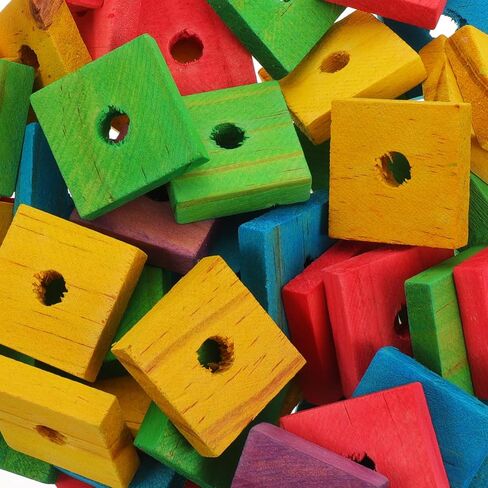 100pcs Bite Toy Wood Pieces for Pets Assorted Color Chew Toys Perfect for Birds and Small Animals in Saudi Arabia