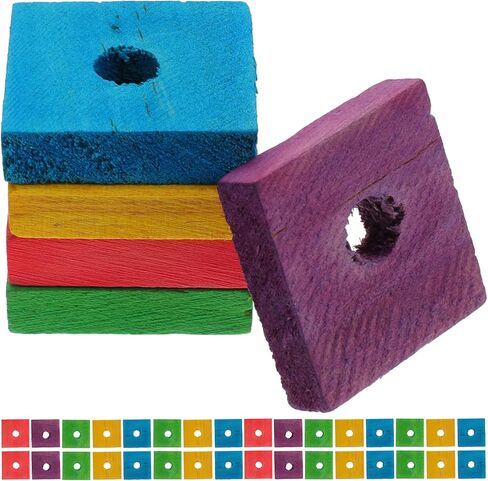100pcs Bite Toy Wood Pieces for Pets Assorted Color Chew Toys Perfect for Birds and Small Animals in Saudi Arabia