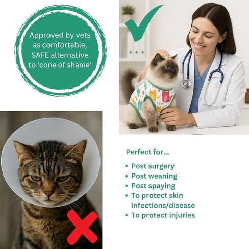 Cat Recovery Suit Surgical Onesie for Post Surgery/Neuter/Spay. Protection for Wounds and Skin infections for Male/Female Cats. Comfortable, Safe, (no Loose Cords) Cone Alternative (X-Large) in Saudi Arabia