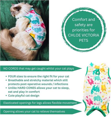 Cat Recovery Suit Surgical Onesie for Post Surgery/Neuter/Spay. Protection for Wounds and Skin infections for Male/Female Cats. Comfortable, Safe, (no Loose Cords) Cone Alternative (X-Large) in Saudi Arabia