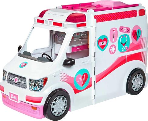 Barbie PlaySet مع أكثر من 20 ملحقات ، تتحول Fehi cle الطوارئ إلى مستشفى 2+ قدم مع أضواء وأصوات ، عيادة الرعاية in Saudi Arabia