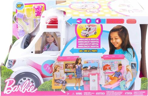 Barbie PlaySet مع أكثر من 20 ملحقات ، تتحول Fehi cle الطوارئ إلى مستشفى 2+ قدم مع أضواء وأصوات ، عيادة الرعاية in Saudi Arabia