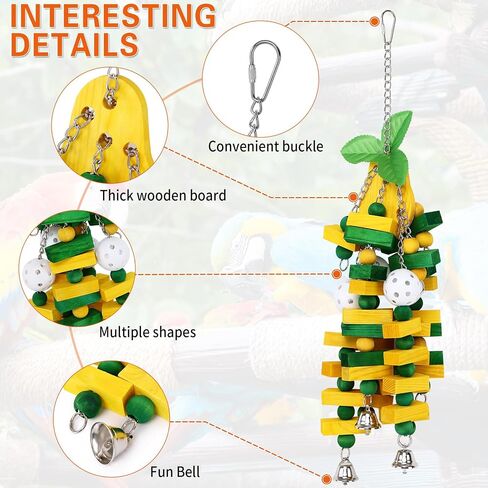 2-Pack Natural Wood Bird Toys for Parrots – Chew & Climb Toys for Medium to Large Parrots, Macaws, African Greys & Cockatoos – Durable Enrichment Toys for Beak Exercise & Mental Stimulation in Saudi Arabia