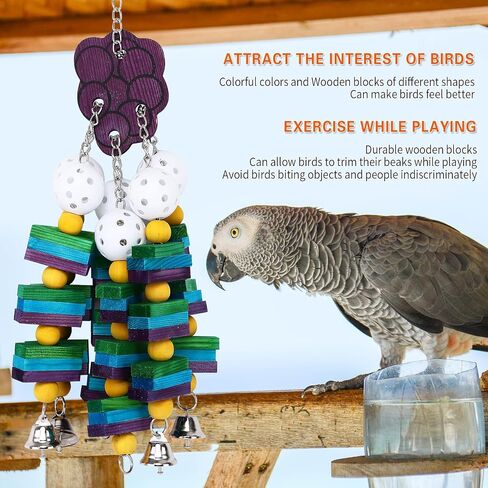 2-Pack Natural Wood Bird Toys for Parrots – Chew & Climb Toys for Medium to Large Parrots, Macaws, African Greys & Cockatoos – Durable Enrichment Toys for Beak Exercise & Mental Stimulation in Saudi Arabia