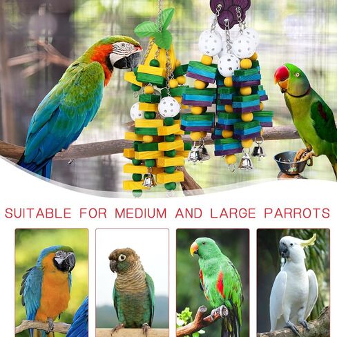 2-Pack Natural Wood Bird Toys for Parrots – Chew & Climb Toys for Medium to Large Parrots, Macaws, African Greys & Cockatoos – Durable Enrichment Toys for Beak Exercise & Mental Stimulation in Saudi Arabia