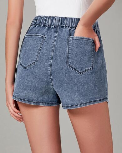 Luvamia جان Skorts للمرأة عالية الخصر سحب على بسط الدنيم تنّورة ملفوفة مع السراويل العصرية غير المتكافئة Skort in Saudi Arabia