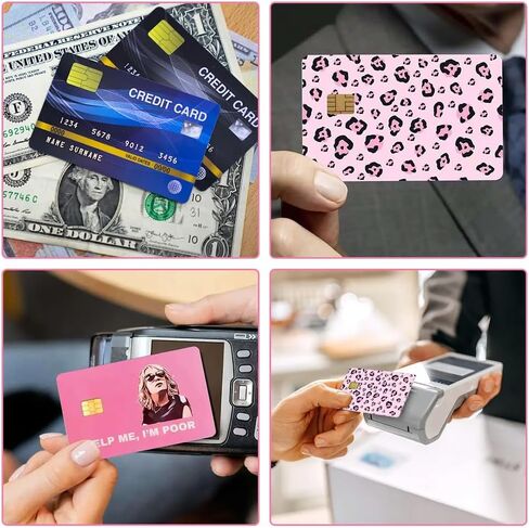 8PCS Cute Credit Card Stickers – Waterproof & Removable Slim Vinyl Skins for Debit Cards, Anti-Wrinkling No Bubble Design, Pink Leopard,Perfect for Women Girls Travel & Daily Use in Saudi Arabia