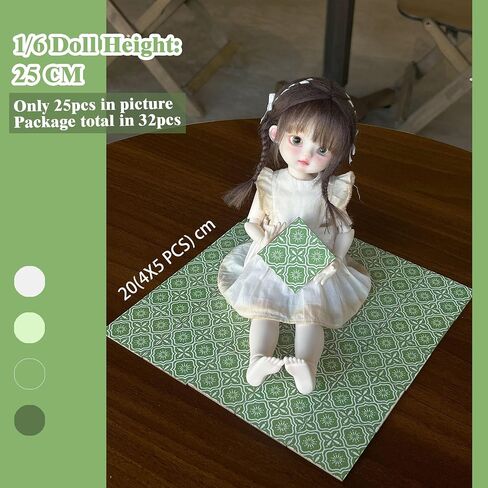 Dollhouse Flooring Tiles on 1/12 1/6 Scale Miniature Decor Accessories 32pcs Double-Sided in Kuwait