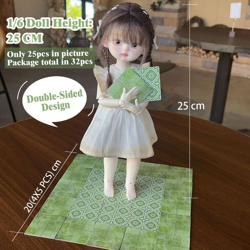 Dollhouse Flooring Tiles on 1/12 1/6 Scale Miniature Decor Accessories 32pcs Double-Sided in Kuwait