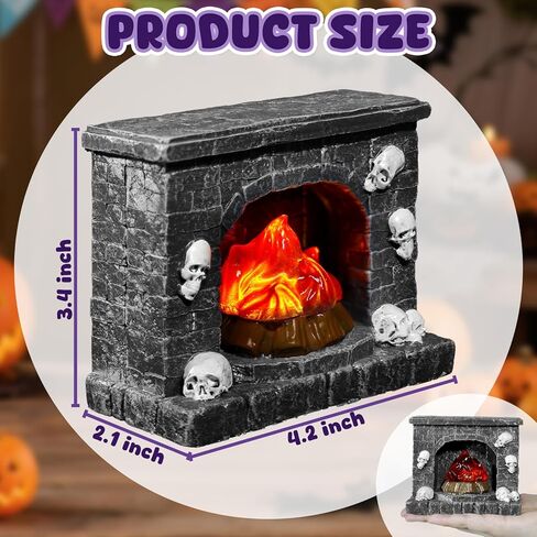 1: 12 Scale Mini House Furniture and Accessories Halloween Black Miniature Fireplace Mini Resin Fireplace for Miniature House Decoration in Kuwait