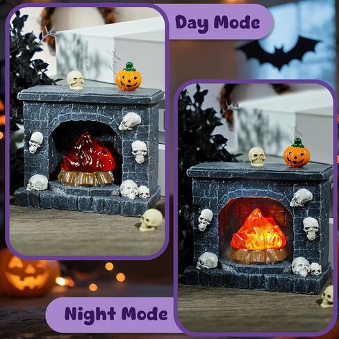 1: 12 Scale Mini House Furniture and Accessories Halloween Black Miniature Fireplace Mini Resin Fireplace for Miniature House Decoration in Kuwait