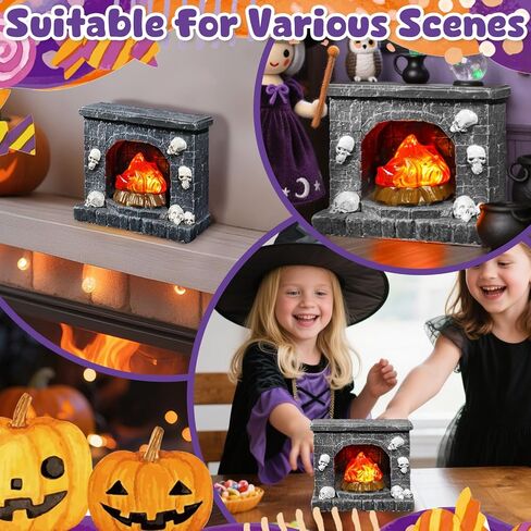1: 12 Scale Mini House Furniture and Accessories Halloween Black Miniature Fireplace Mini Resin Fireplace for Miniature House Decoration in Kuwait