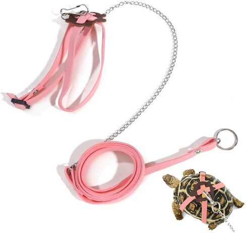 HQSSG Tortoise Tortoise Harness Leash - حزام من جلد الغزال الناعم وسلسلة الفولاذ المقاوم للصدأ - تسخير السلحفاة الجلدية للسلحفاة وحبل المشي للحيوانات الأليفة للحيوانات المتوسطة الصغيرة للقذائف حتى 7.9 "/15.7" in Saudi Arabia