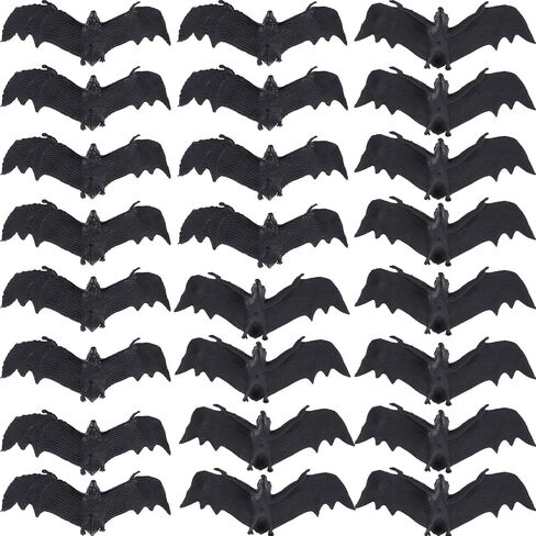 Tatuo 24 Pcs Halloween Hanging Bats Bulk Fake Rubber Bats Realistic Looking Scary Spooky Flying Bats Black Hanging Vampire Bats for Indoor Outdoor Halloween Party Favors Haunted House Decoration in Saudi Arabia