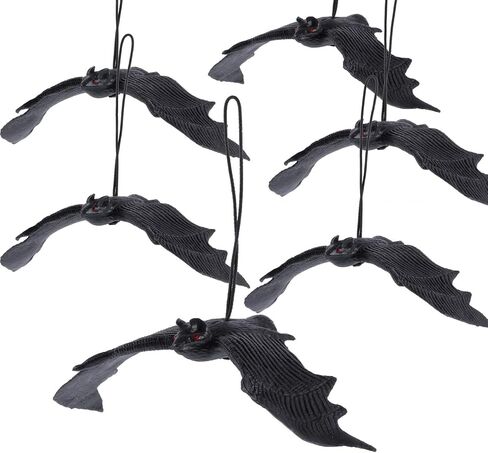 Tatuo 24 Pcs Halloween Hanging Bats Bulk Fake Rubber Bats Realistic Looking Scary Spooky Flying Bats Black Hanging Vampire Bats for Indoor Outdoor Halloween Party Favors Haunted House Decoration in Saudi Arabia