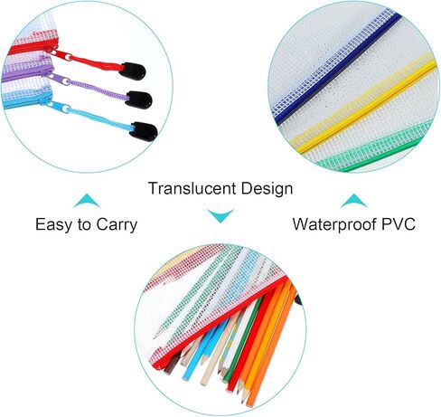 100 Pack Pencil Pouch Bulk Mesh Zipper Pencil Cases 9.5'' x 4.5'' Small Clear Holder Storage Case Multipurpose Cosmetics Toiletry Bags for Office, File, Travel, Stationery(100 Pieces) in Kuwait