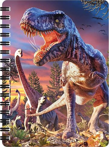 3D LiveLife Jotter - T-Rex Attack from Deluxebase. Lenticular 3D Dinosaur 6x4 Spiral Notebook with plain recycled paper pages. Artwork licensed from renowned artist David Penfound in Saudi Arabia