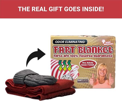 Fart Blanket – Wrap Your Real Present Inside a Funny Gag Gift Box – Perfect for White Elephant, Secret Santa, Holiday, Birthday, Bachelor Parties - Play a Joke on Your Friends in Saudi Arabia