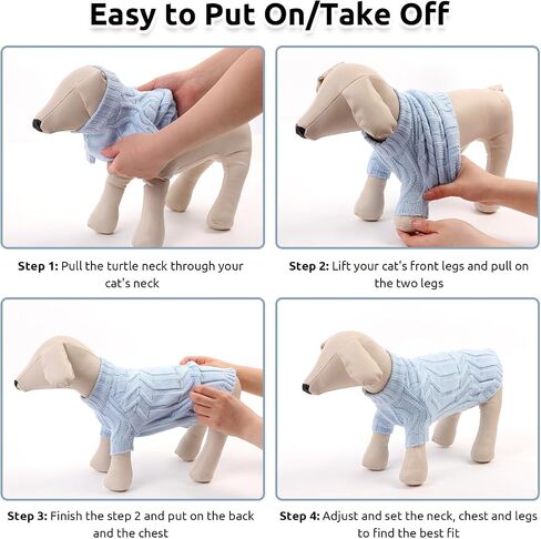 Asenku Cat Sweater Sweater Soft Soft Dark Puppy Conitwear للقطط والكلاب الصغيرة ، سترة متبكّمة سميكة للقطط العميقة التي لا تحتوي على شعر Teacup Chihuahua والكلاب الصغيرة الإضافية (الوردي ، S) in Kuwait