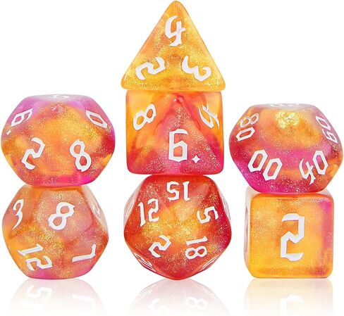 DND Polyhedral Dice Set with a Black Dice Bag for D&D RPG MTG Role Playing Table Games RPG Polyhedral Dice for Dungeon and Dragons Playing Games 7-Die Set (Pink Transparent Dice) in Saudi Arabia