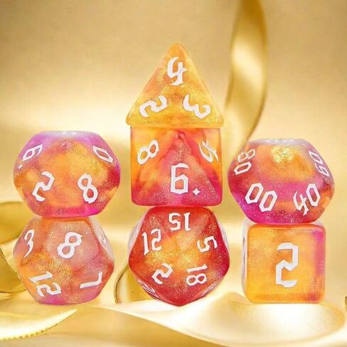DND Polyhedral Dice Set with a Black Dice Bag for D&D RPG MTG Role Playing Table Games RPG Polyhedral Dice for Dungeon and Dragons Playing Games 7-Die Set (Pink Transparent Dice) in Saudi Arabia