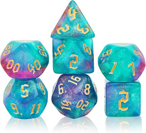 DND Polyhedral Dice Set with a Black Dice Bag for D&D RPG MTG Role Playing Table Games RPG Polyhedral Dice for Dungeon and Dragons Playing Games 7-Die Set (Pink Transparent Dice) in Saudi Arabia