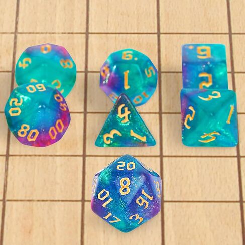 DND Polyhedral Dice Set with a Black Dice Bag for D&D RPG MTG Role Playing Table Games RPG Polyhedral Dice for Dungeon and Dragons Playing Games 7-Die Set (Pink Transparent Dice) in Saudi Arabia
