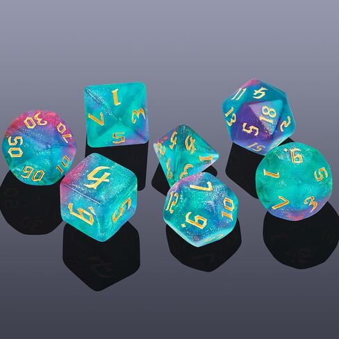 DND Polyhedral Dice Set with a Black Dice Bag for D&D RPG MTG Role Playing Table Games RPG Polyhedral Dice for Dungeon and Dragons Playing Games 7-Die Set (Pink Transparent Dice) in Saudi Arabia