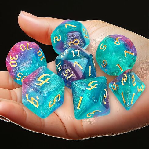 DND Polyhedral Dice Set with a Black Dice Bag for D&D RPG MTG Role Playing Table Games RPG Polyhedral Dice for Dungeon and Dragons Playing Games 7-Die Set (Pink Transparent Dice) in Saudi Arabia