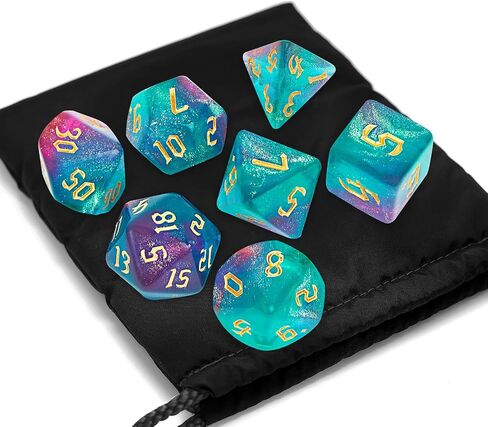DND Polyhedral Dice Set with a Black Dice Bag for D&D RPG MTG Role Playing Table Games RPG Polyhedral Dice for Dungeon and Dragons Playing Games 7-Die Set (Pink Transparent Dice) in Saudi Arabia