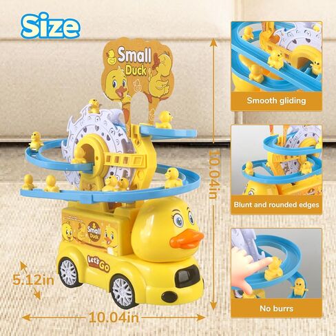 Small Duck Climbing Stairs Slide Toy with Electric Truck for Toddler Crawling Toys Ferris Wheel Toy with Racing Track for Baby Kid 3- Years Old Boy Girl Birthday Gift,Light & Music On/Off in Kuwait