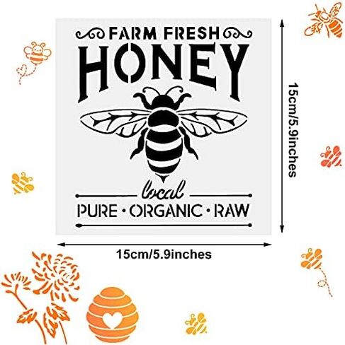 Tenare 12 Pieces Bee Honeycomb Stencil Template Reusable Honeycomb Honey DIY Bee Sweet Template Welcome to Our Stencils for DIY Craft on Wood Wall Home, 6 x 6 Inch in Saudi Arabia