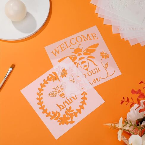 Tenare 12 Pieces Bee Honeycomb Stencil Template Reusable Honeycomb Honey DIY Bee Sweet Template Welcome to Our Stencils for DIY Craft on Wood Wall Home, 6 x 6 Inch in Saudi Arabia
