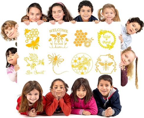 Tenare 12 Pieces Bee Honeycomb Stencil Template Reusable Honeycomb Honey DIY Bee Sweet Template Welcome to Our Stencils for DIY Craft on Wood Wall Home, 6 x 6 Inch in Saudi Arabia