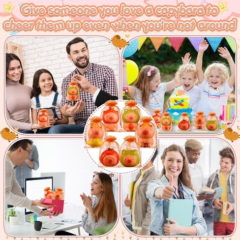 RoundFunny 30 Set Capybara Party Favors with Positive Cards & Bags, Mini Animal Squeeze Stress Balls Bulk Capybara Anxiety Relief Fidget for Kids Birthday Employee Appreciation Gifts (Character Mix) in Saudi Arabia