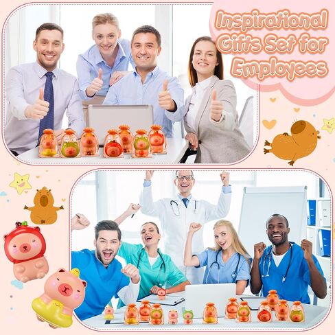RoundFunny 30 Set Capybara Party Favors with Positive Cards & Bags, Mini Animal Squeeze Stress Balls Bulk Capybara Anxiety Relief Fidget for Kids Birthday Employee Appreciation Gifts (Character Mix) in Saudi Arabia