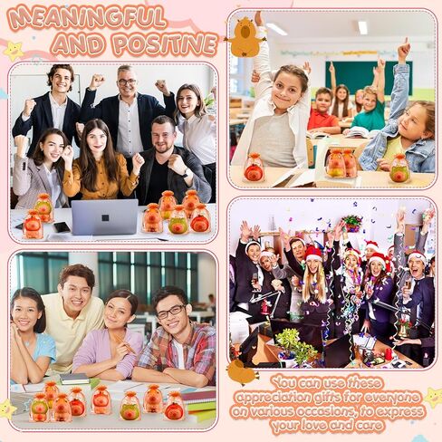 RoundFunny 30 Set Capybara Party Favors with Positive Cards & Bags, Mini Animal Squeeze Stress Balls Bulk Capybara Anxiety Relief Fidget for Kids Birthday Employee Appreciation Gifts (Character Mix) in Saudi Arabia