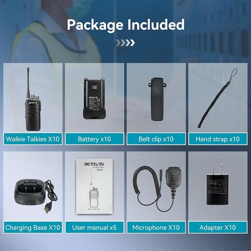 Retevis RB29 2 Way Radio for Adults, Heavy Duty Walkie Talkies with Earpieces, Strong Compatibility, USB Charger, Hands Free Two Way Radio for Warehouse Education Commercial (10 Pack) in Saudi Arabia