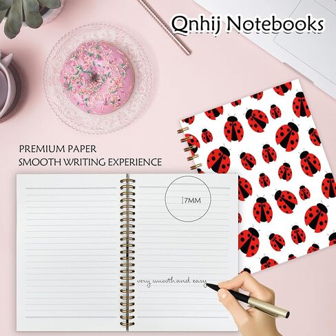QNHIJ Ladybug Spiral Notebook 5.5x8.3 ، Ladybird Notebook ، هدايا Ladybug for Women Journal ، Lady Bugs Gifts Women Journal in Saudi Arabia
