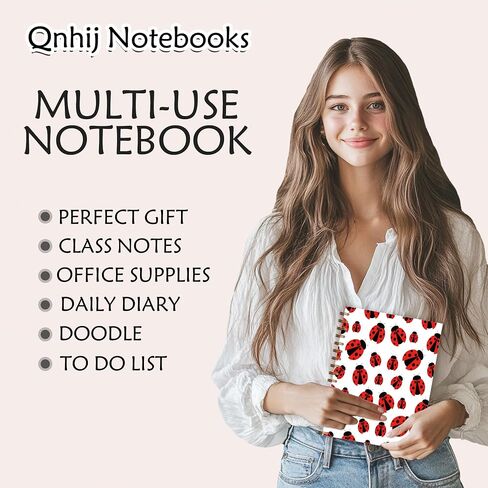 QNHIJ Ladybug Spiral Notebook 5.5x8.3 ، Ladybird Notebook ، هدايا Ladybug for Women Journal ، Lady Bugs Gifts Women Journal in Saudi Arabia