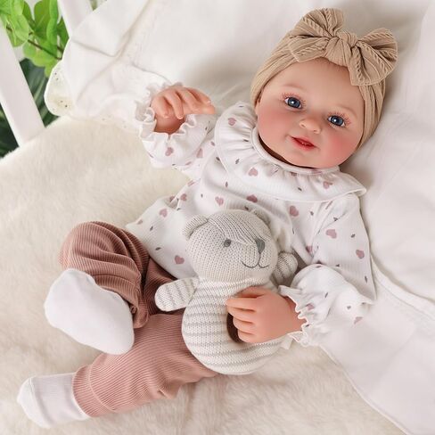 Babeside LifeLike Reborn Baby Baby Dolls Tess - 17inch لطيفًا ناعمًا للفيروسات واقعية واقعية للطفل يبتسم للحياة الحقيقية لدمى الطفل مع إكسسوارات كاملة ل 3+ سنوات من الهدايا in Saudi Arabia
