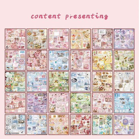 كتاب الملصقات الياباني - ملصقات الطعام Kawaii 60 ورقة: السوشي اللطيف ، الكعك ، ملصقات الفواكه ديكو - فينيل خالي من الأحماض لمستلزمات اليومية ، والسكان القصير ، والمخططين والأطفال. in Kuwait