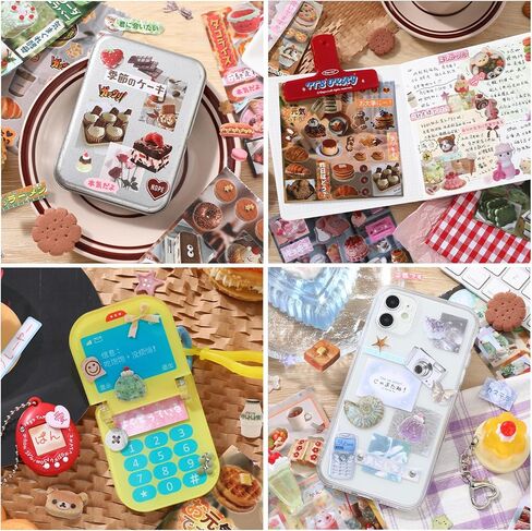 كتاب الملصقات الياباني - ملصقات الطعام Kawaii 60 ورقة: السوشي اللطيف ، الكعك ، ملصقات الفواكه ديكو - فينيل خالي من الأحماض لمستلزمات اليومية ، والسكان القصير ، والمخططين والأطفال. in Kuwait