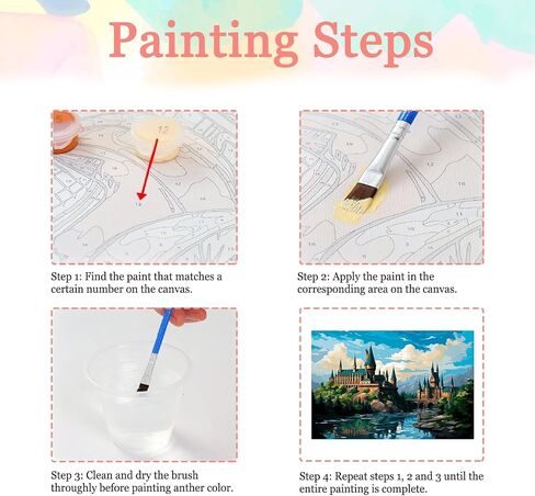 Auremi Castle Framed Paint by Number for Adults,DIY Landscape Painting by Number Kits on Canvas Acrylic Oil Painting Kits for Adults Paint by Number Kits for Home Decor 20x30cm in Saudi Arabia